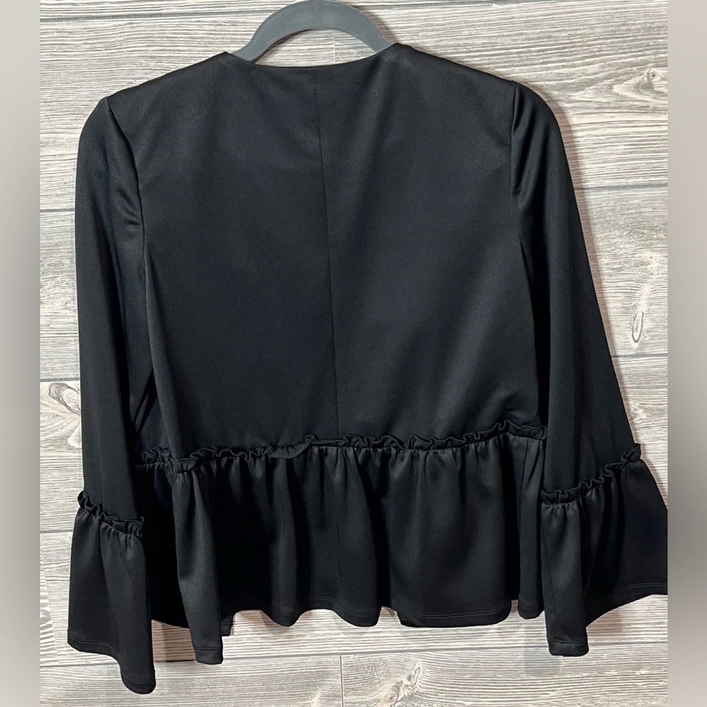 Doe & Rae Black Ruffle Blazer Size Small - Picture 4 of 8